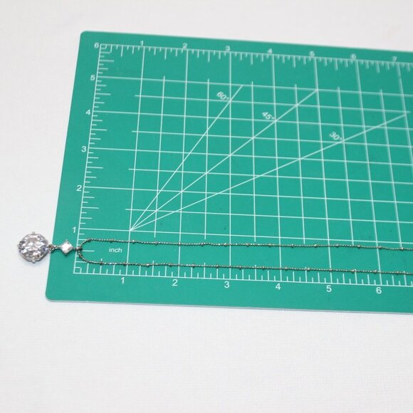 Large CZ and Silver Necklace and Earring Set - Picture 7 of 15